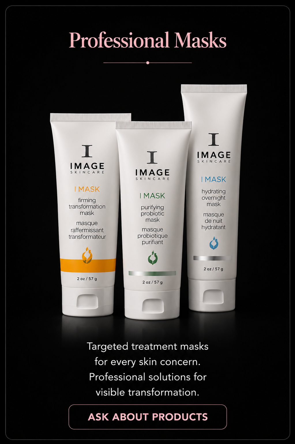Professional facial masks display